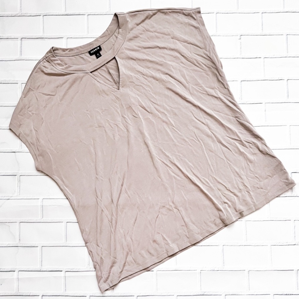 Torrid Beige Modal Short Sleeve Keyhole Shirt